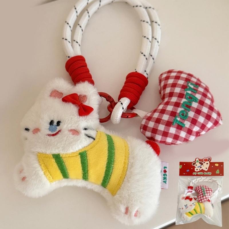 Plush Rabbit Dog Keychain Cartoon Puppy Pendant Bag Charm Lightweight Portable Accessory For Women Girls