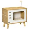 TV-Shaped Cat Cave, Toy, Washable Cushion, 50x28x43 Cm, Oak, Beige and White
