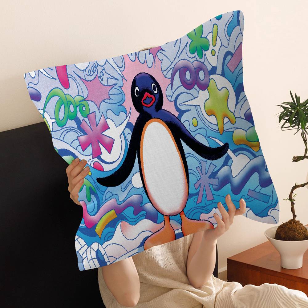 Cartoon P-Pingu P-Penguin Film Personalized picture text home decorative pillows Household Gifts 45x45cm