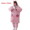 Kawaii Pajamas Set for Womens Girls Flannel Bathrobe Warm Winter Cartoon Sleepwear Pyjamas Long Robes with Pants Women Nightwear