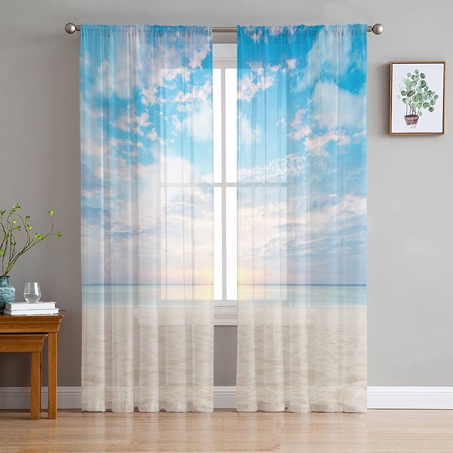 Cartoon Clouds Stars Curtain Living Room Bedroom Voile Drape Kitchen Window Tulle Curtains Home Essentials Light Filtering Made Of Polyester Treatment