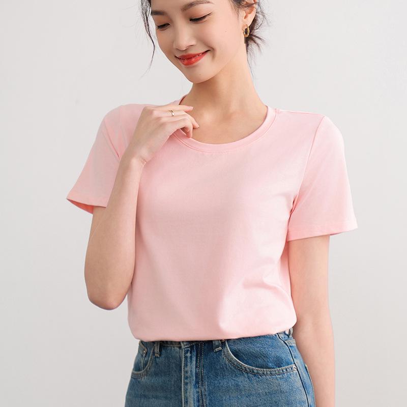 Women's Slim Fit Pure Cotton White T-Shirt - Short-Sleeved, Solid Color, Lightweight, Summer 2025 Edition