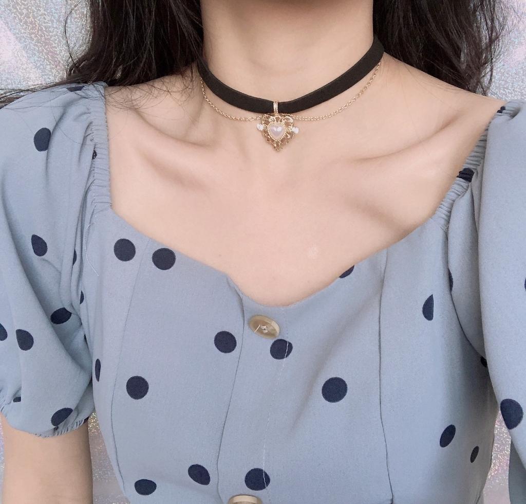 Retro Gold Color Hollowed-out Lacework Heart Pendant Metal Chain Tassels Black Velvet Necklace for Women Party Choker Jewelry