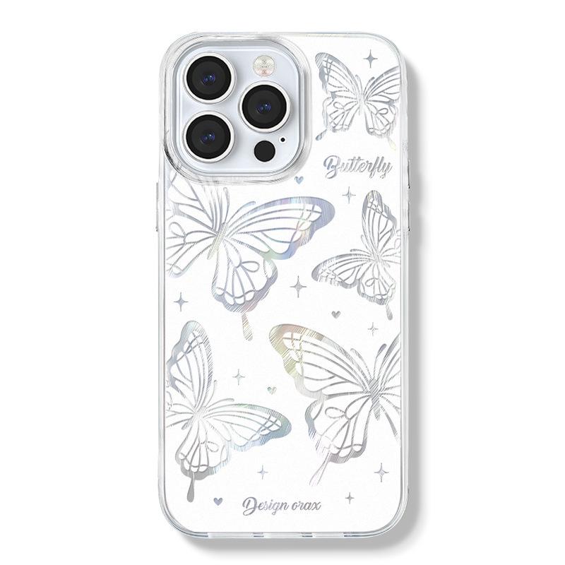 Zhitai Transparent Feather Yarn iPhone 12/13/14/15 Case - Large Hole Design