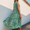 Vestidos casuales de cintura media con cuello en V sin mangas con estampado bohemio de moda de verano y primavera para mujer