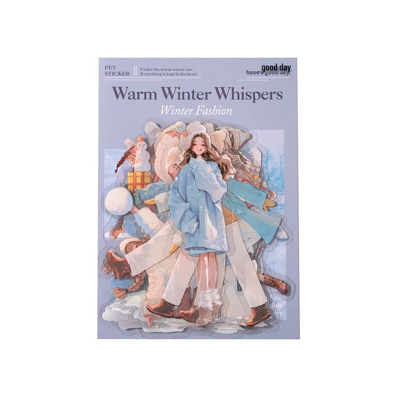 Winter Whispers Fashion Pet Stickers: Journal Materials for DIY Decoration and Collage