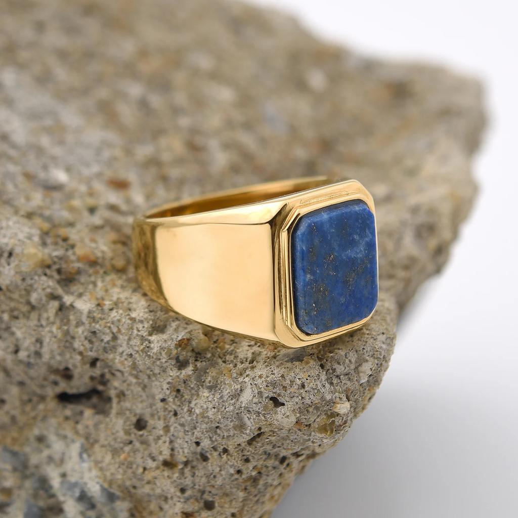 R3381 Męski/Damski Trend Wysoka Jakość Stal Nierdzewna 316L Wielokolorowe Cyrkonia Styl Onyks Złote Pierścionki Biżuteria