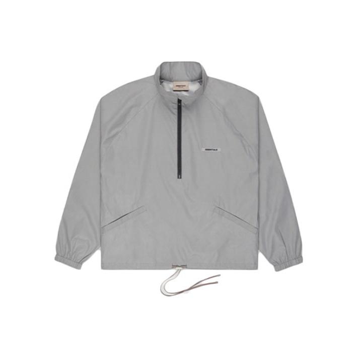 Fear of God Essentials SS20 Jacket With Fluorescent Logo and Half-Zip Stand Collar Unisex Jacket Silver FOG-SS20-301