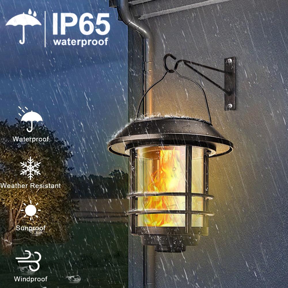 Solar Lanterns for Outdoor Garden Flickering Flame Effect Solar Powered Hanging Light Waterproof Wall Mount for Front Porch