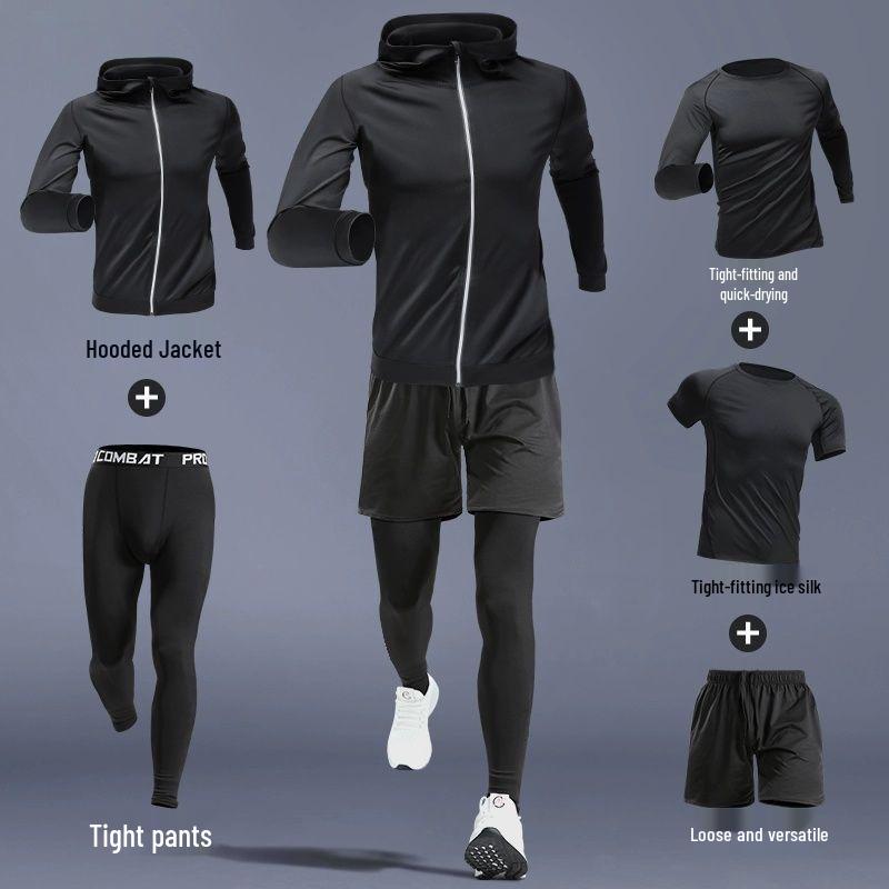 T5J Men's Quick-Dry Fitness Set: Running, Basketball, Football Training - Breathable, High-Elastic Sportswear for Autumn