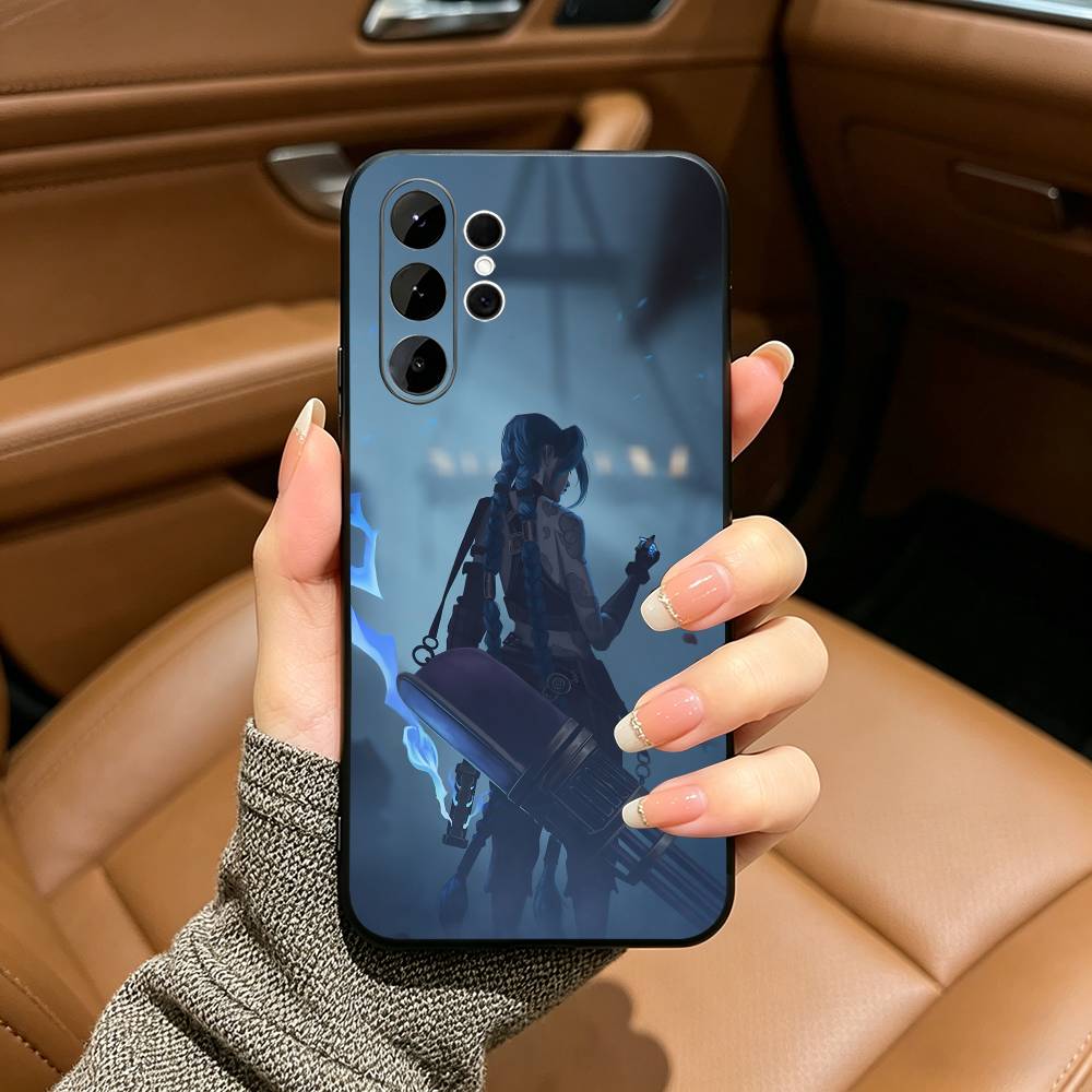 Hot game characters-Vi and Jinx Soft Silicone Case for Samsung S25, S24, S21, S22, S23, S30, Ultra, S20, Plus, FE, Lite-Black