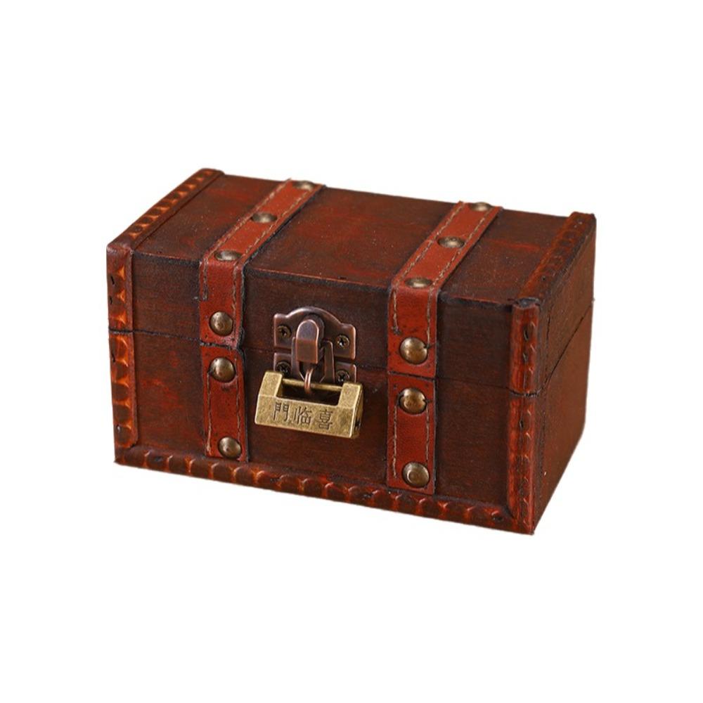 Vintage Jewelry Storage Box with a Lock Retro Style Desktop Organizer Collection Gift Box Home Use