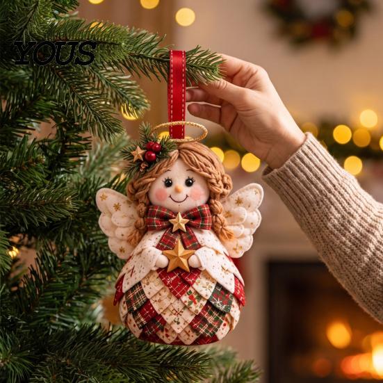 Handcrafted Holiday Display Items DIY Patchwork Ornament Kit for Christmas Decoration, Decorative Fabric Party Materials Craft Set with Traditional