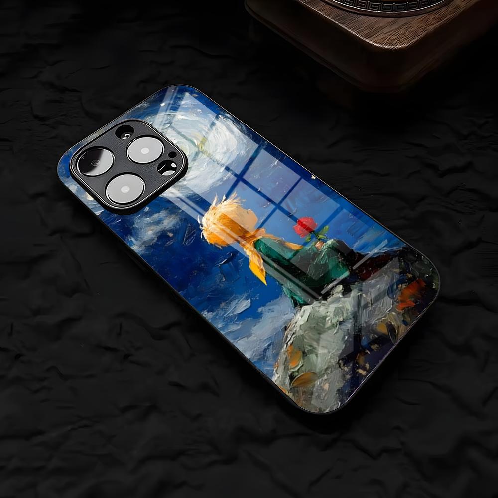Little P-Prince And A F-fox Phone Case For IPhone 17 Air 16 E Pro Max 15 14 13 Mini 12 Pro 11 Max Plus Black Glass Cover