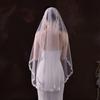 Romance Wedding Veils for Bride Seethrough Sheer Veils Headpiece With Lace Detailing and Hair Comb for Wedding Ceremony