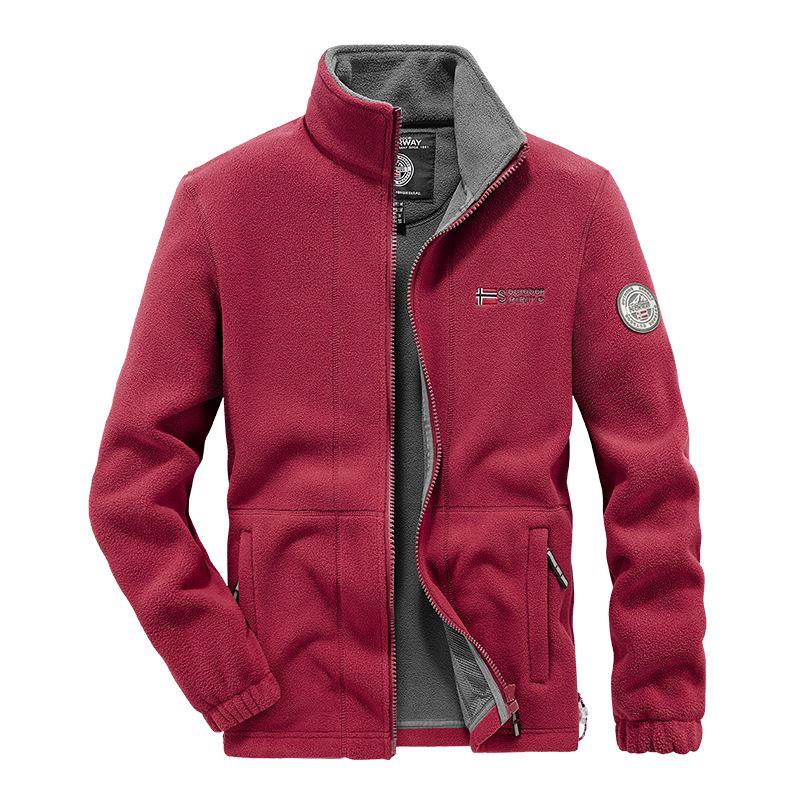 Men's Double-Sided Polar Fleece Hoodie Jacket 8789 - New Autumn/Winter Casual Cardigan