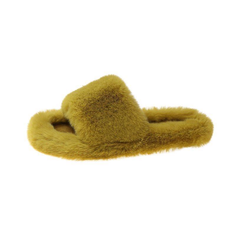 Plush fluffy fashion slippers women wear thick-soled fluffy dragging red shoes spring and autumn fluffy network 2025 autumn and winter new models