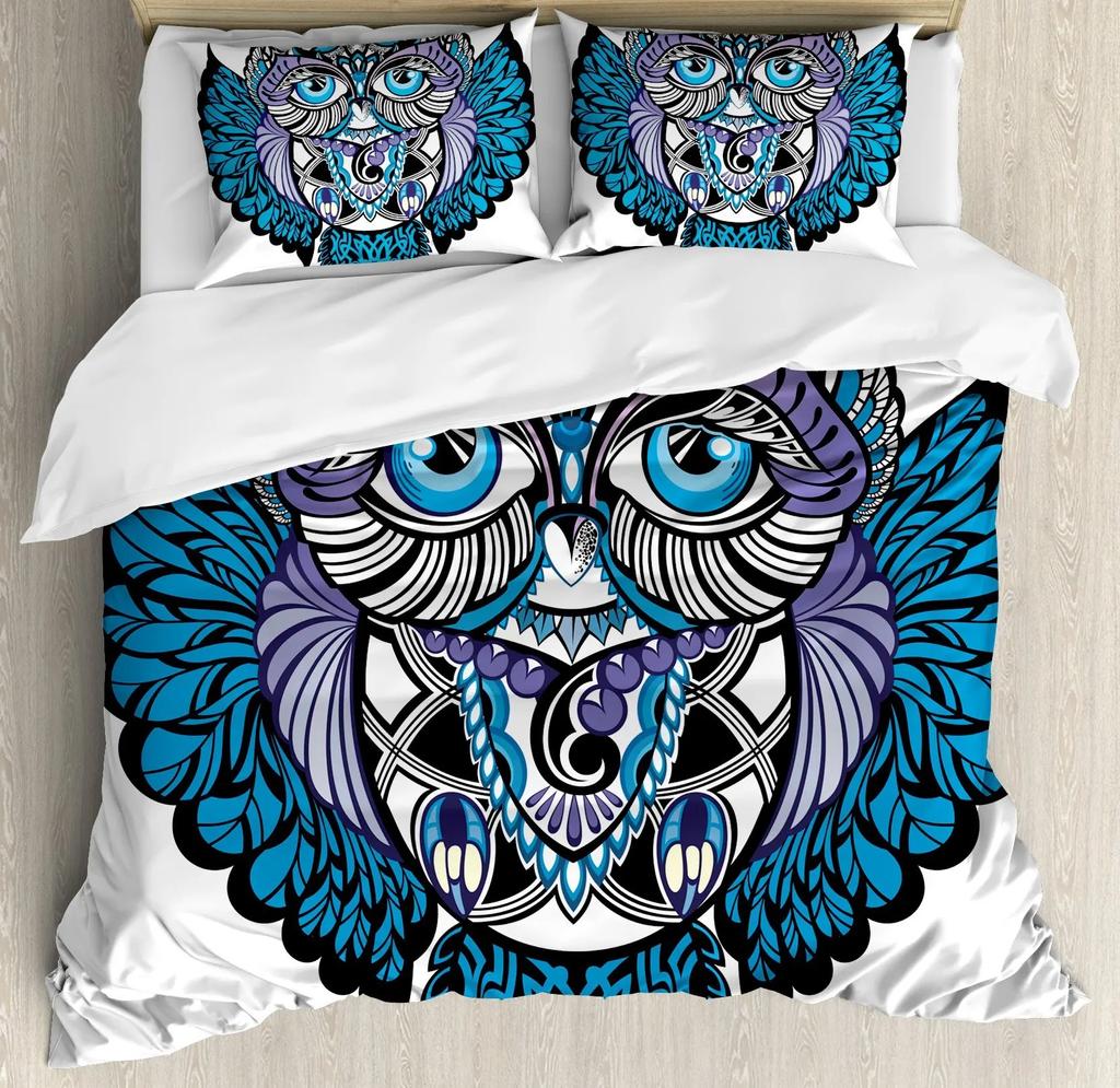 Owl Duvet Cover Bird Decor Bedding Collection Printed Comforter Cover For Boys Girls Children Teens Bedroom Decor With 2 Pillow Case