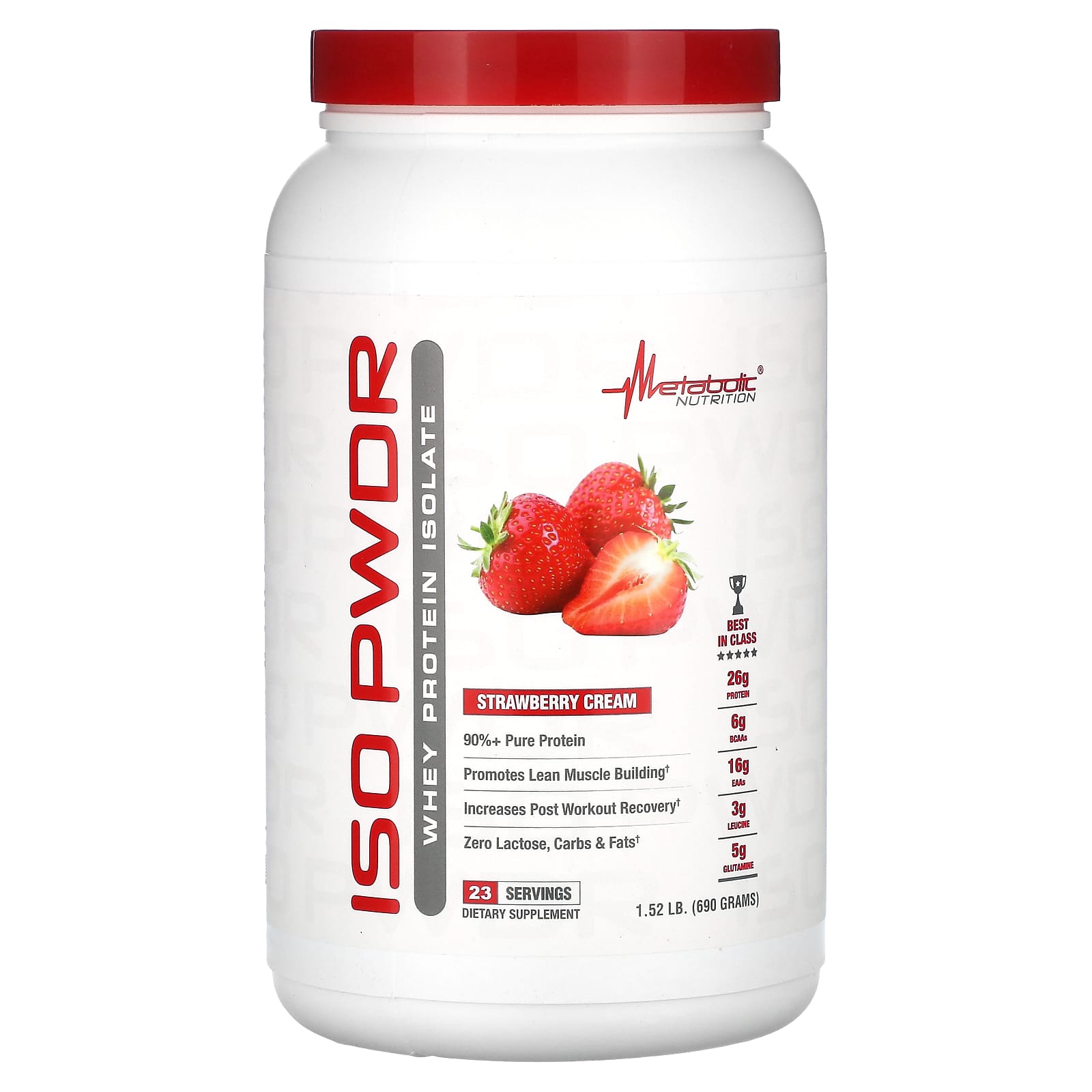 

Metabolic Nutrition, ISOpwdr, whey protein isolate, strawberry cream, 1.52 lb (690 g)