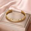 New Geometry Copper Zirconia Bracelet for Women Golden Open Chunky Cuff Bangle Bracelet Femme Vintage Wedding Jewelry GiftS
