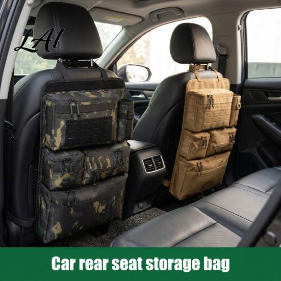 Heavy Duty Car Organizer Tactical Seat Back Organizer Oxford Cloth Universal Backseat Storage Bag One-Piece with Multiple Pockets for Trucks