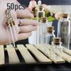 50 Mini Transparent Glass Bottles with Wooden Cork Lids for Sand Art, Wishes, and Gifts