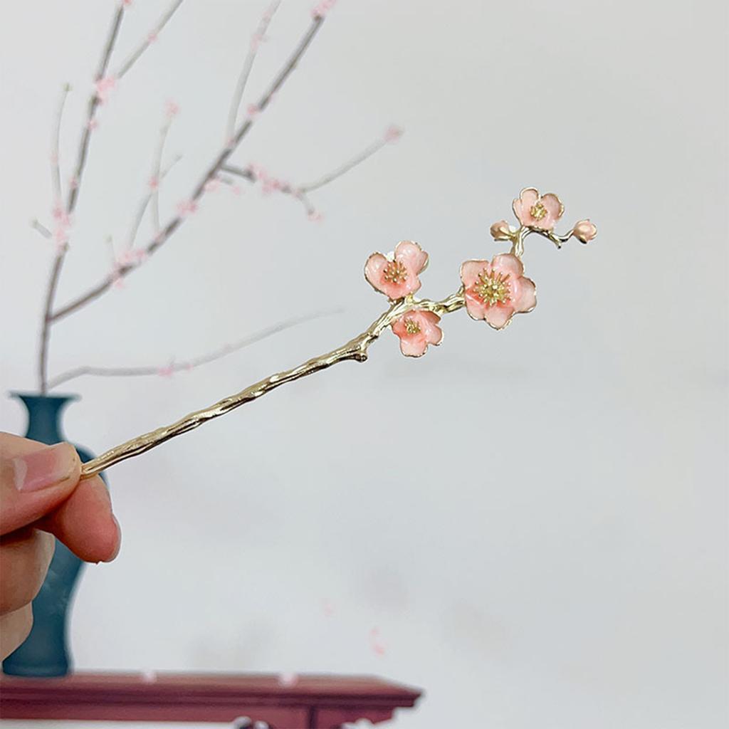 Chinese Style Vintage Hairpin Elegant Flower Vine Jade Stone Hair Stick Hanfu Cheongsam Evening Dress Hair Decor Accessories