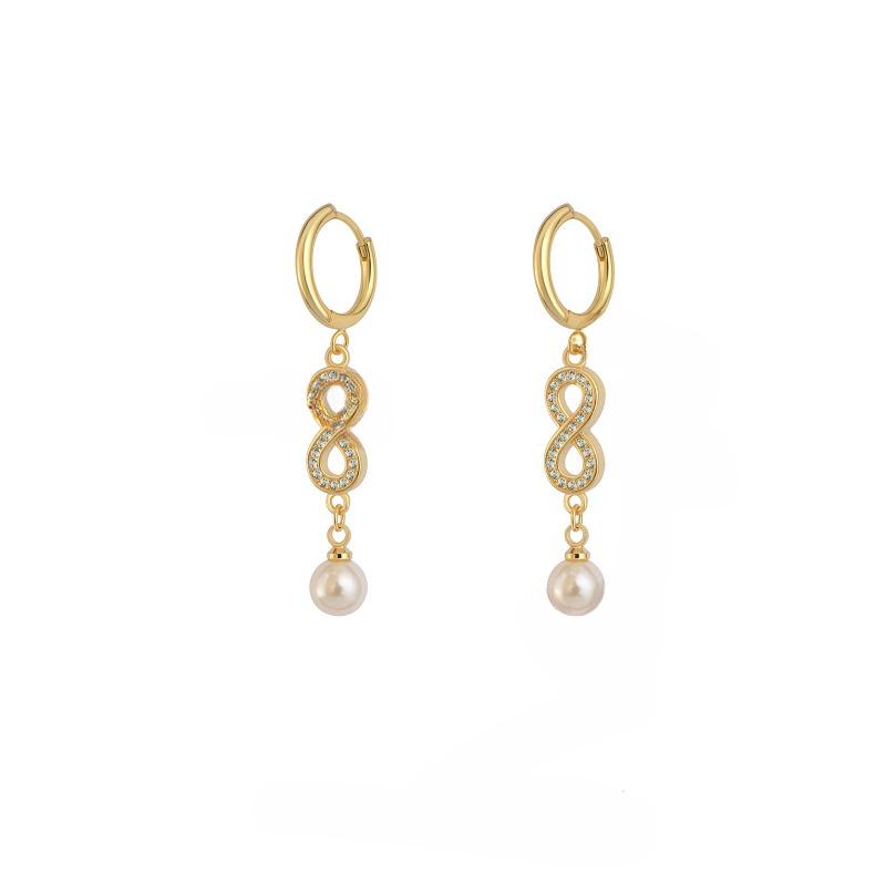 Light Luxury Fashion Shell Bead Pendant Zircon Snowflake Earrings Plated 14k Gold High-end Pearl Earrings for Women