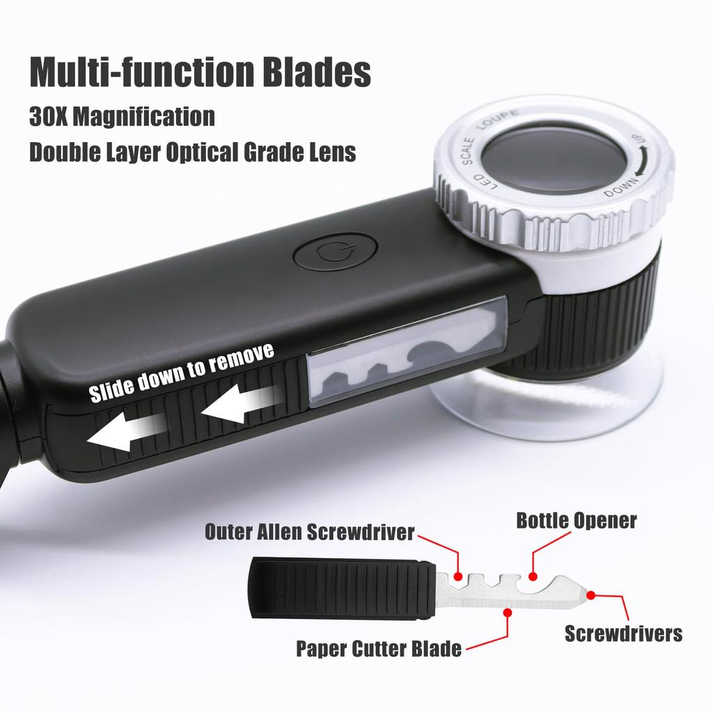 Magnifier Handheld Rechargeable Magnifying Glass Led Uv Handheld Magnifier Illuminated Illuminated Jewelers Loupe For Coin