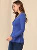 Allegra K Peplum Knit Long Solid Size L Women's Sweater, Sleeve, Color, Ribbed, Casual, Blue,