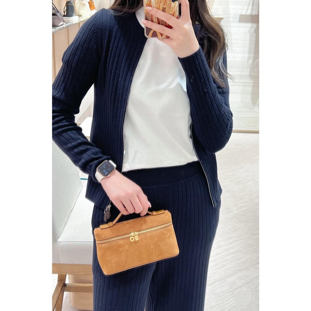 2025 New Gold Buckle Nubuckle Cowhide LP19 Lunch Box Bag Genuine Leather Versatile Small Square Bag Handheld One Shoulder Crossbody Bag for Women