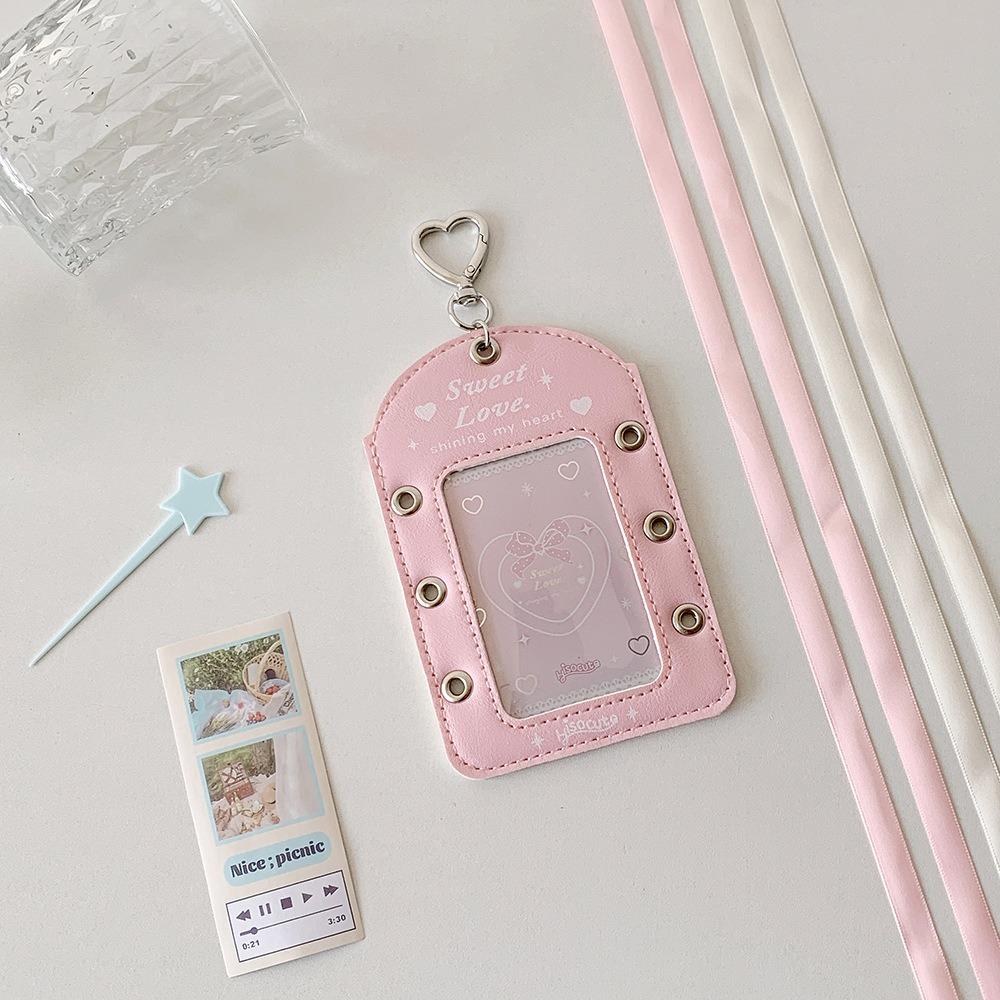 DIY Ballet Ribbon Korean Photocard Holder PU Card Cover Idol Card Display Protector  Girls Gift