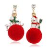 Popular Alloy Christmas Snowman Pompon Earrings In Europe & America
