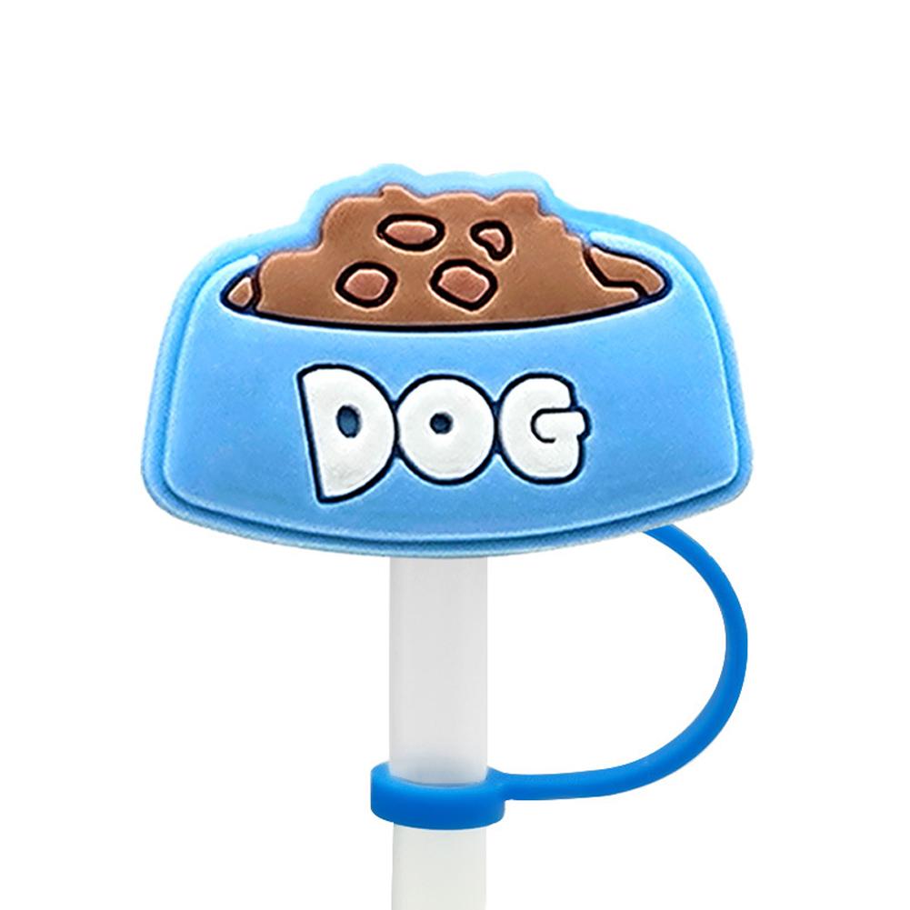 New Cartoon Dog Straw Cover 10MM Straw Cap Silicone Cute Stopper Party Decoration Anime Cup Acc V2M6
