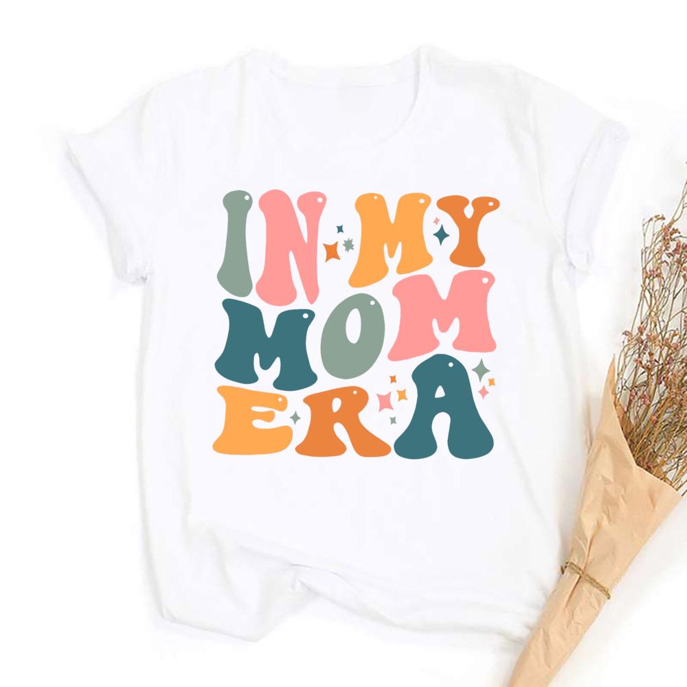 

In My Mom Era Printed Shirts Mama Life Short Sleeve Tshirt Tee Mothers Day Outfit Tops Women Summer Tshirt Retro Clothes 4XL