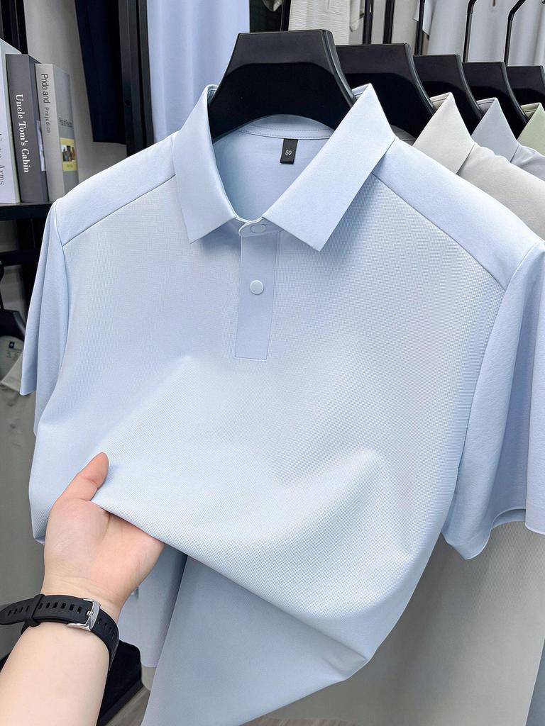 2026 Herren Sommer Kurzarm Kühl Sonnenschutz Poloshirt - Lässig und Vielseitig Einfarbige für Pendler mittleren Alters