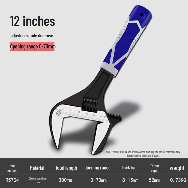 Short Handle Large Opening Adjustable Multifunctional Wrench for Bathroom