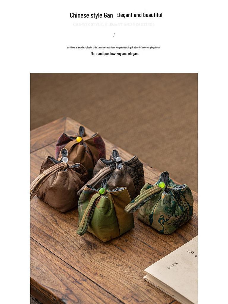 Portable Silk Travel Tea Set Bag for Outdoor Tea Ceremony