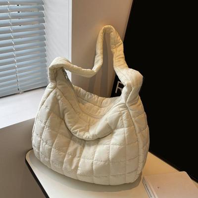 Women Padding Shoulder Bag Casual Puffy Tote Bag Fashion Quilted Crossbody Bag Versatile Slouchy Shopping Bag