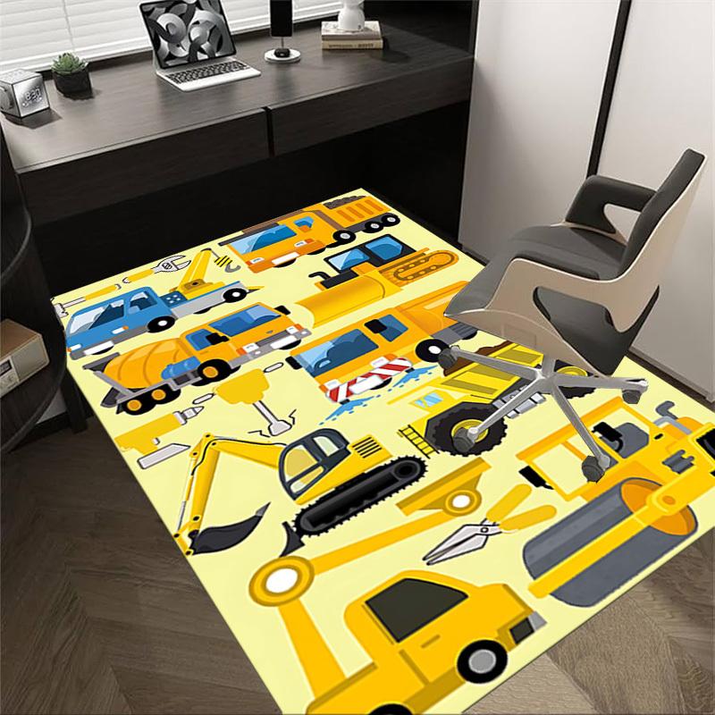 

1PC construction vehicles Non-Slip Floor Carpet Compatible for Office&Living Room&Bedroom&Dining room - Flat-Weave Machine-O391 60cm by 90cm