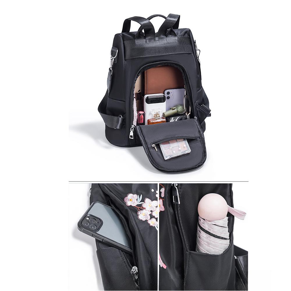 Apsauga nuo vagystės Mada Laisvalaikis Kelionės Atspari dilimui Kuprinė Moteriška Oksfordo audinio Gėlių siuvinėjimas Mokyklinė kuprinė Kuprinė mergaitėms