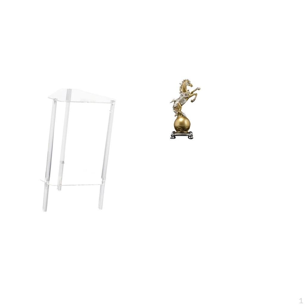 Minimalist Clear Acrylic Side Table NightStand with Modern Bedside Cabinet And Horse Statue Art
