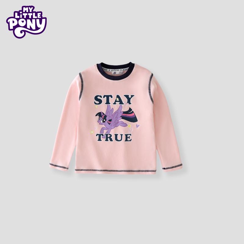 Girls' Cartoon Long-Sleeve Cotton T-Shirt - Spring/Autumn Fashionable Color Block Top