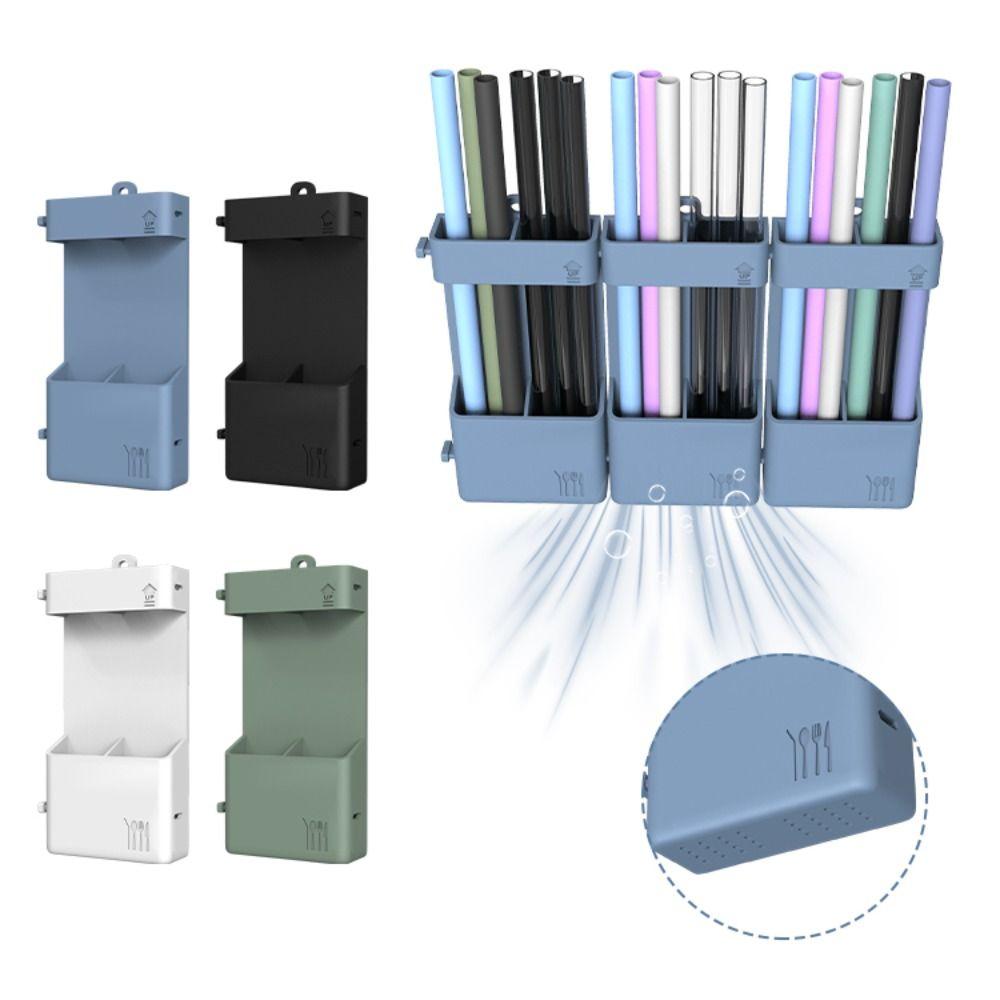 Black Green Blue Home Storage Box Wall Mounted Chopsticks and Spoons Storage Kitchen Gadget
