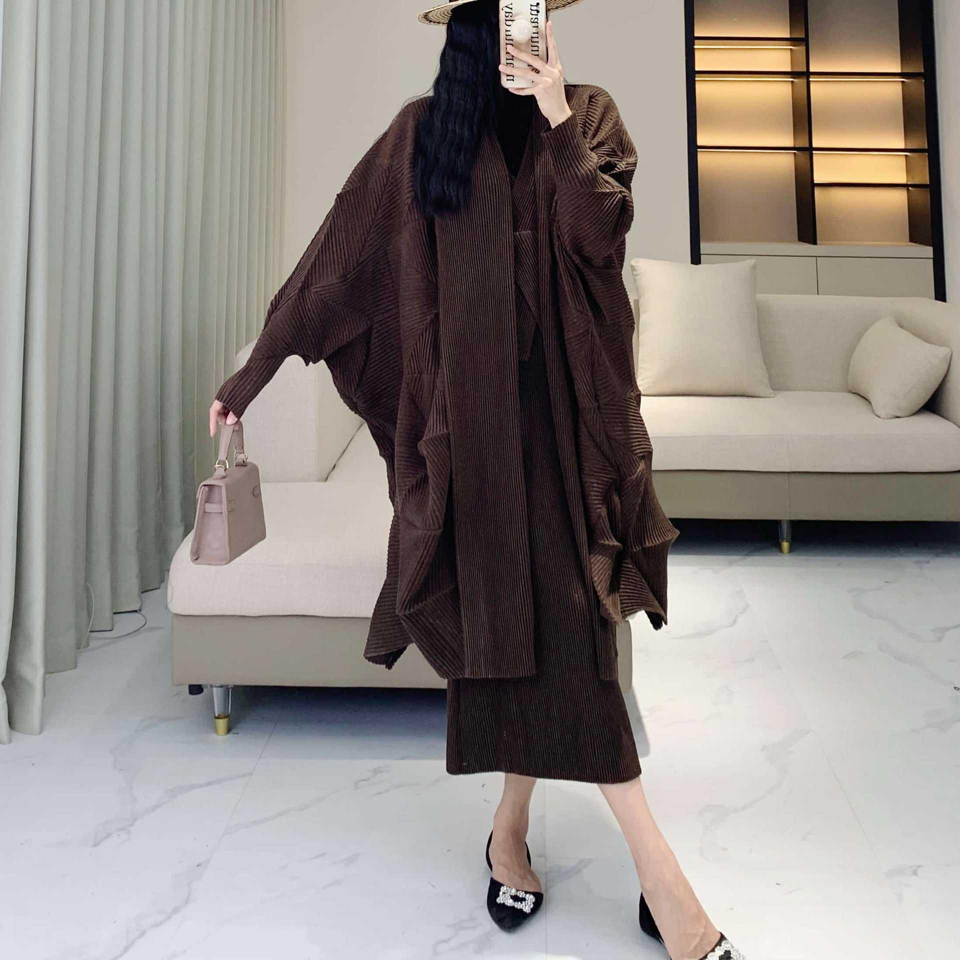 

Элегантный плиссированный кардиган-ветровка с длинным рукавом для женщин, Осень/Зима 2024 One Size [90-160 lbs]