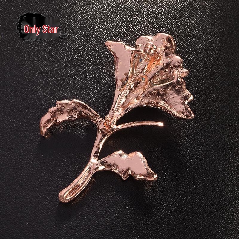 Elegant Rhinestone Rose Brooch - Floral Accessory for Sweaters, Suits, Dresses