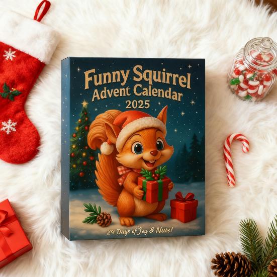 Yousheng Veverka Adventní kalendář 2025 24denní vánoční odpočítávací kalendář s 24 2D akrylovými ozdobami veverek pro sváteční výzdobu stromku