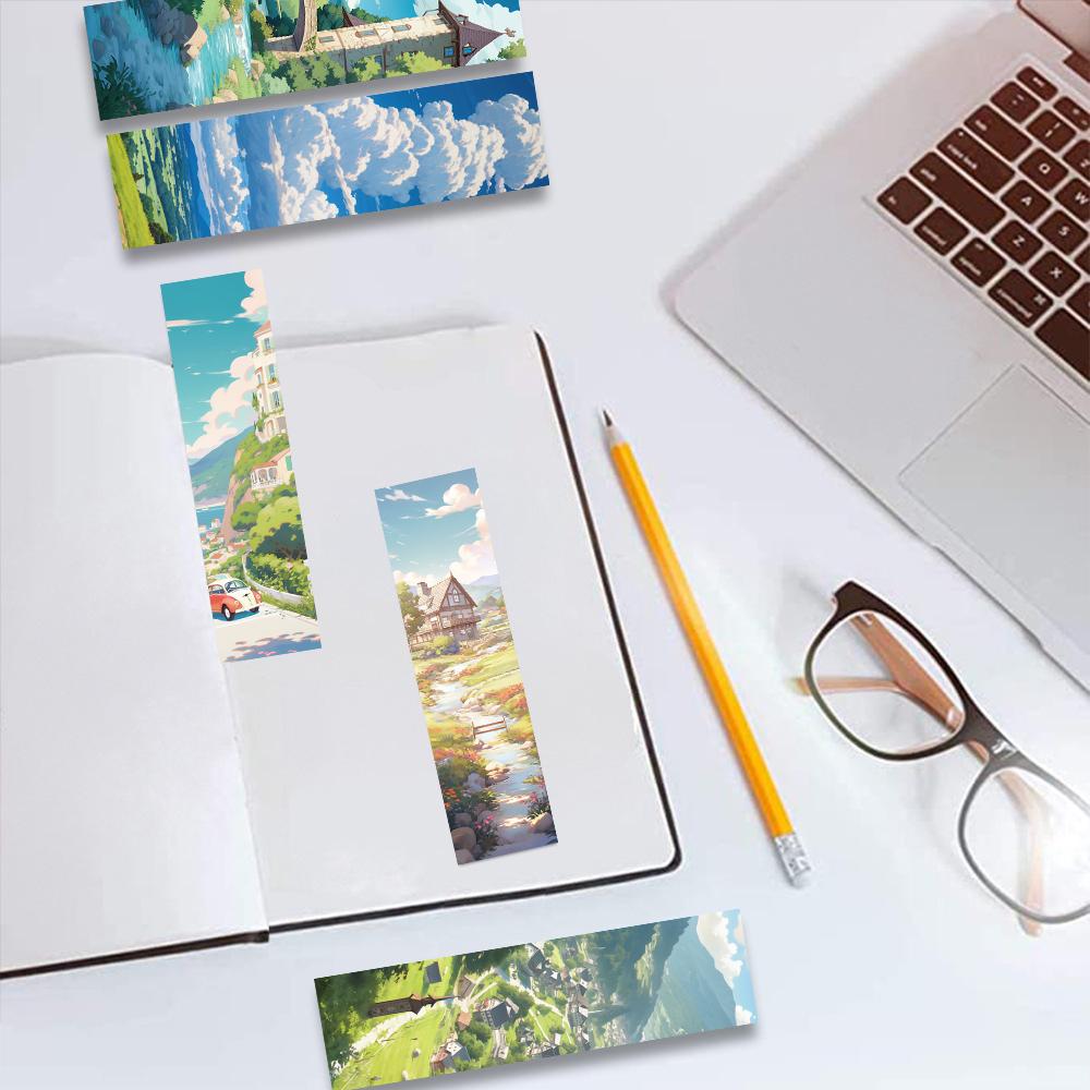 30PCS Manga Style Bookmarks Fragments DIY Ledger Markers Decorative Paper With Message Back To School Message Annotation Cards