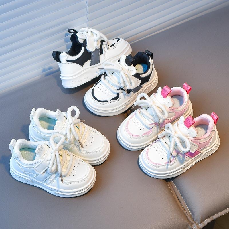Unisex Kids' Sneakers, Children's New Arrivals Leather White Shoes, Korean-style Soft-Sole Versatile Sneakers for Toddlers and Children.