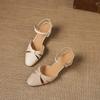 Krazing Pot Sheep Skin Med Heels European Design Summer Size 40 Round Toe Circle Buckle Straps Women Pumps